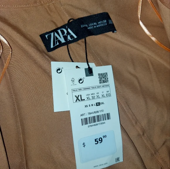 Zara Women's Lyocell Trench Coat Lightweight Duster Jacket Peach XL - Picture 3 of 3